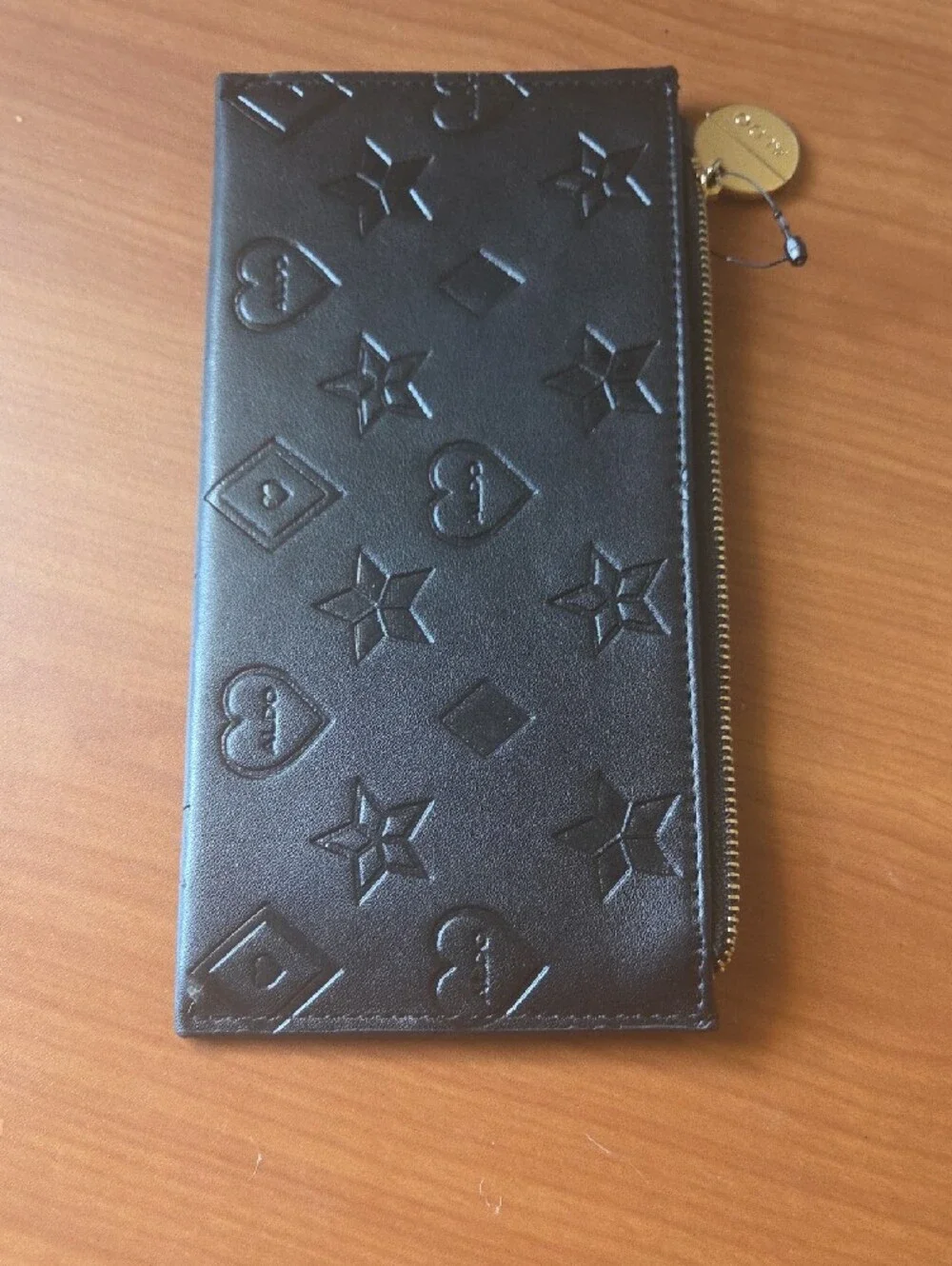 Aldo Black Zip Pouch with Gold Hardware